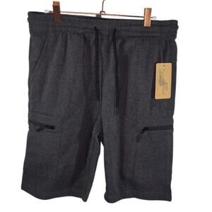 Sandia Peak Mountain Co. Charcoal Gray Cargo Shorts Fleece Zipper Pockets Large